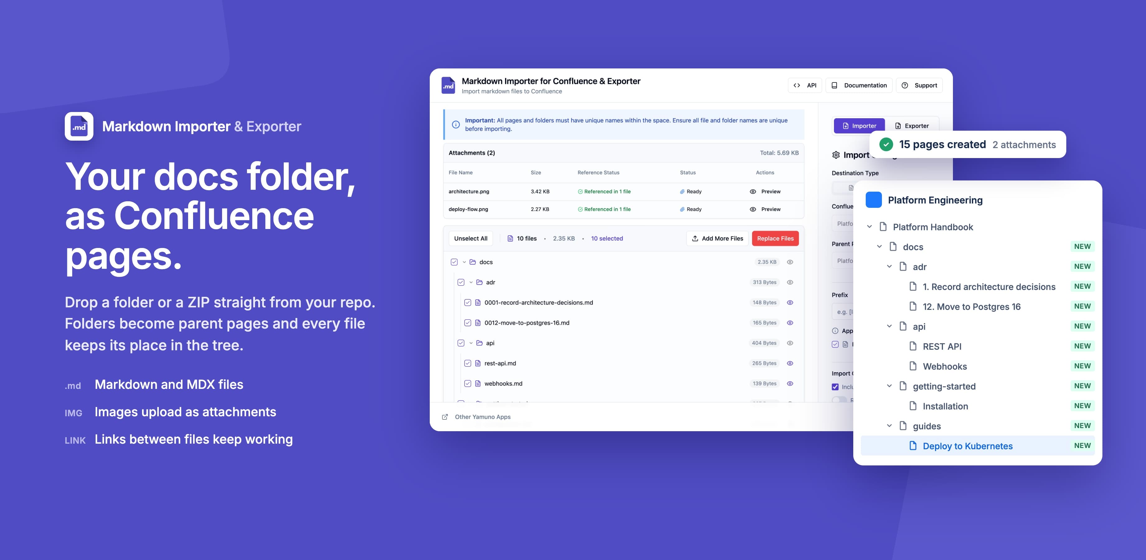 Markdown Importer for Confluence Cloud running inside Confluence