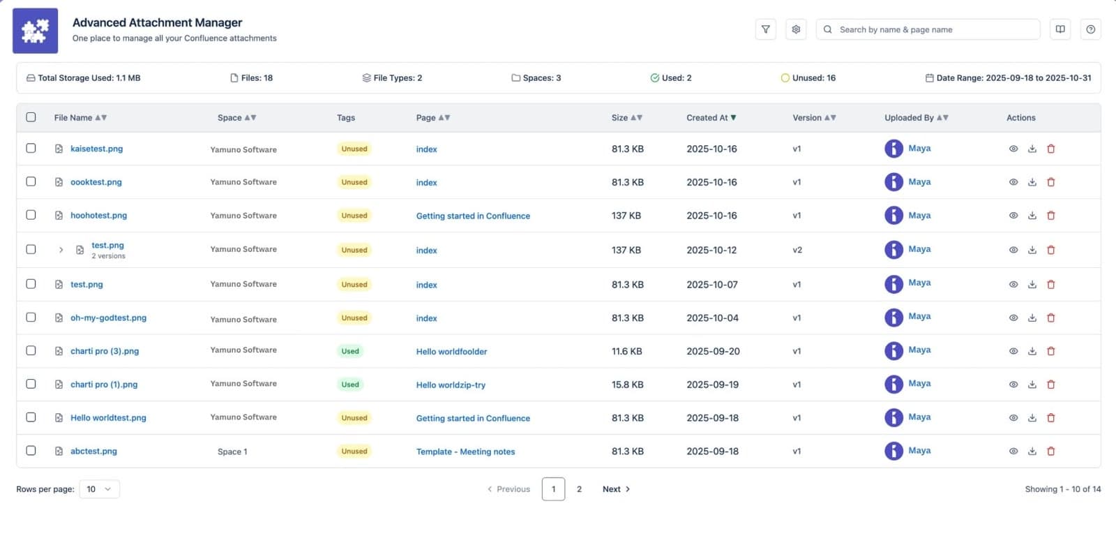 Advanced Attachment Manager for Confluence running inside Confluence