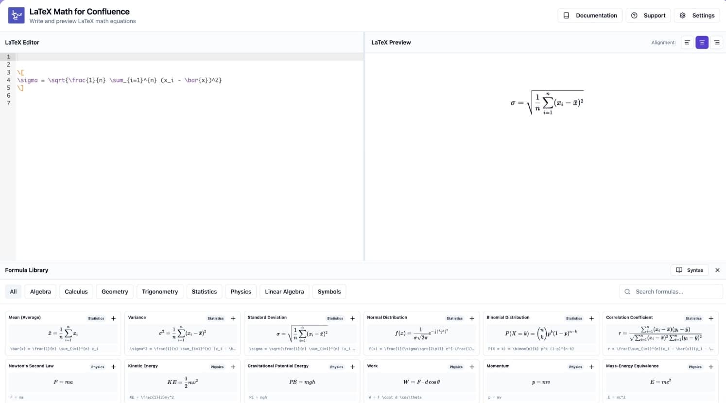 LaTeX Math for Confluence running inside Confluence