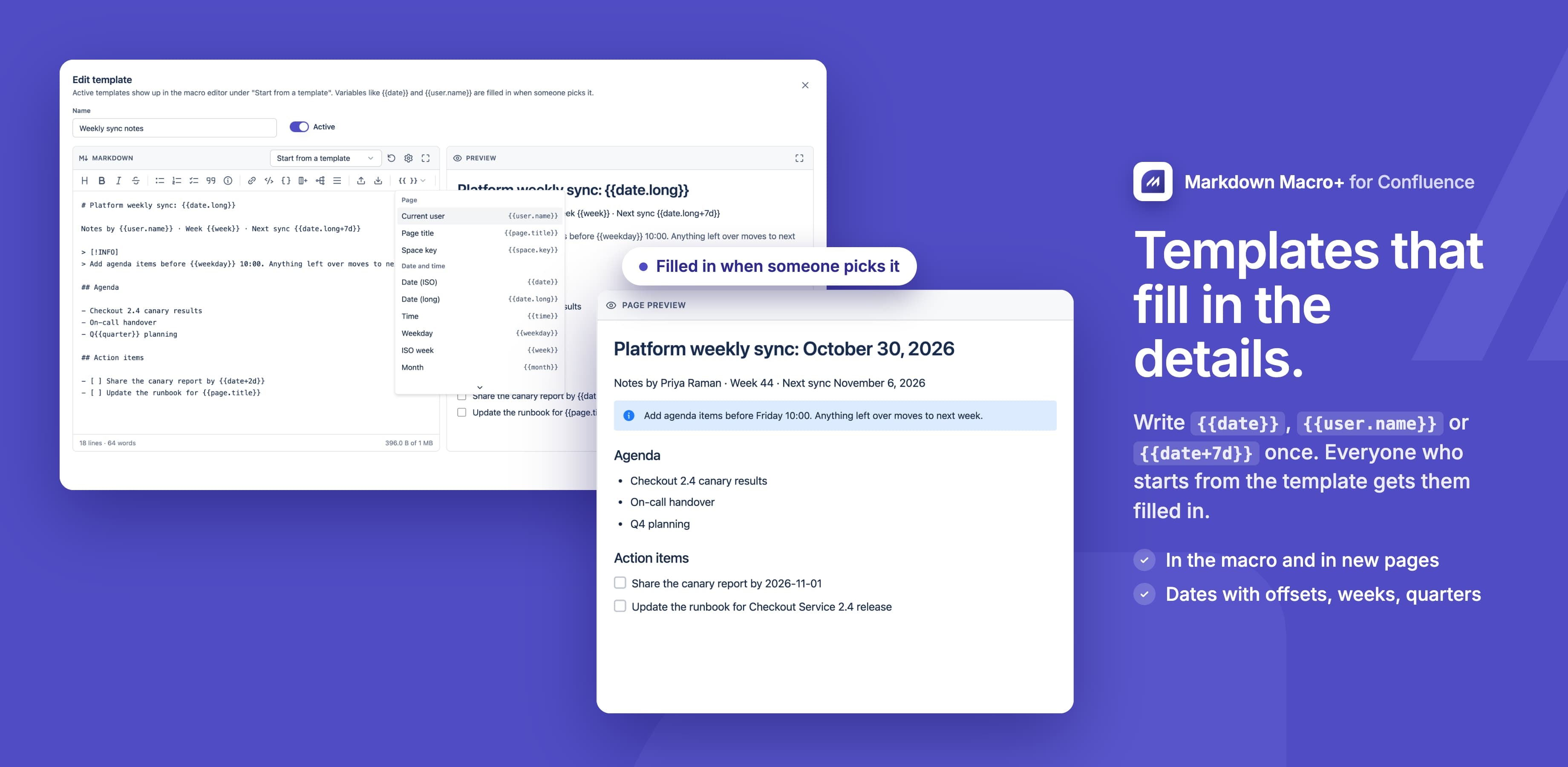 Markdown Macro+ for Confluence in use