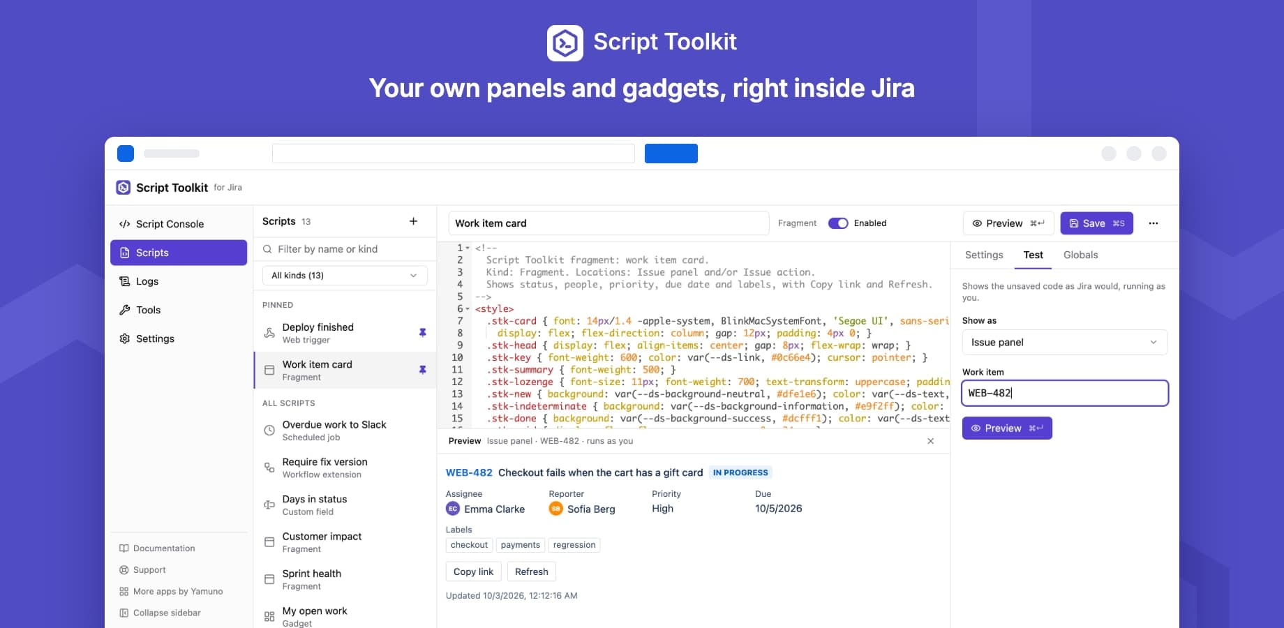 Script Toolkit for Jira preview