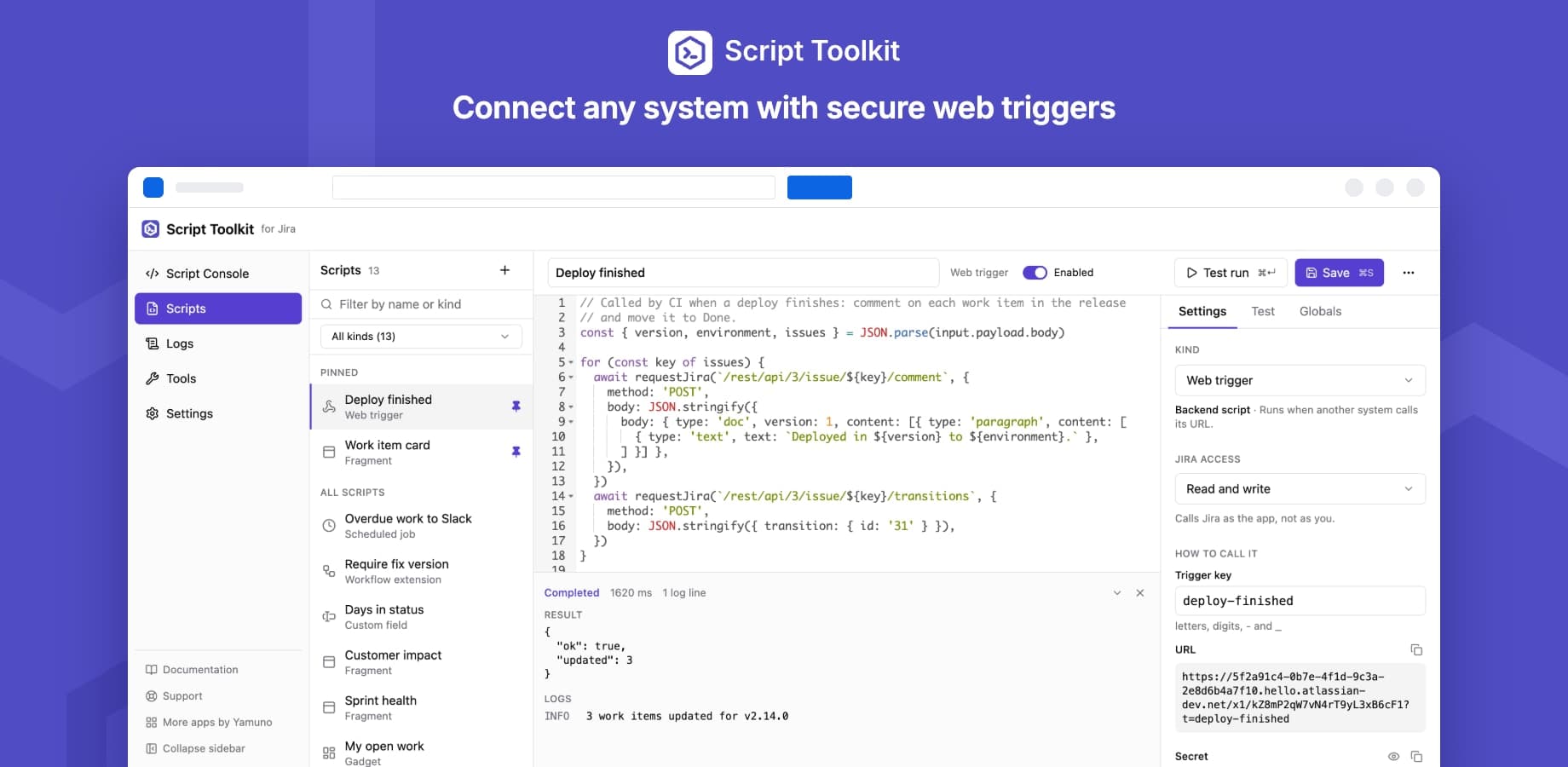 Script Toolkit for Jira in use