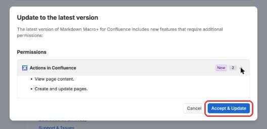 Update to the latest version: click Accept & Update